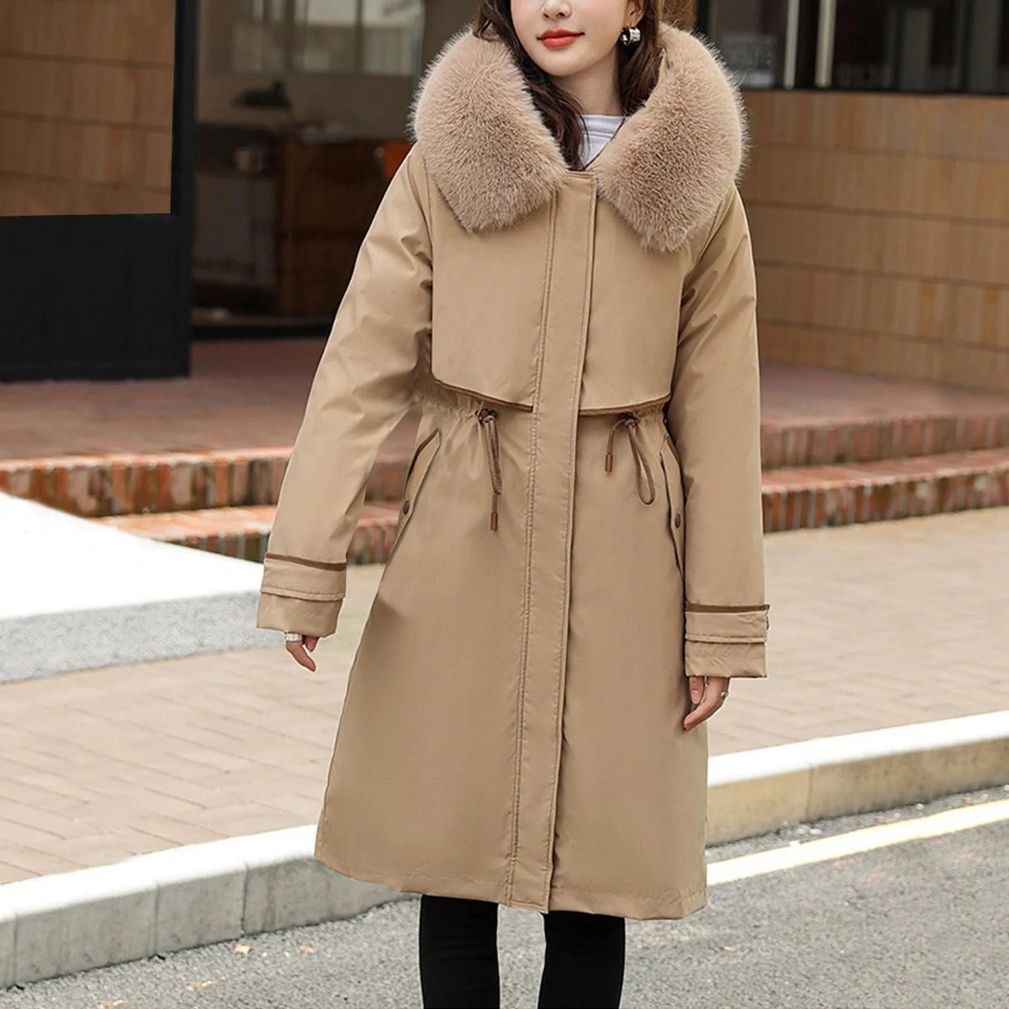 Chaqueta Coreana Mid-Length de Algodón con Capucha – Parka de Invierno.