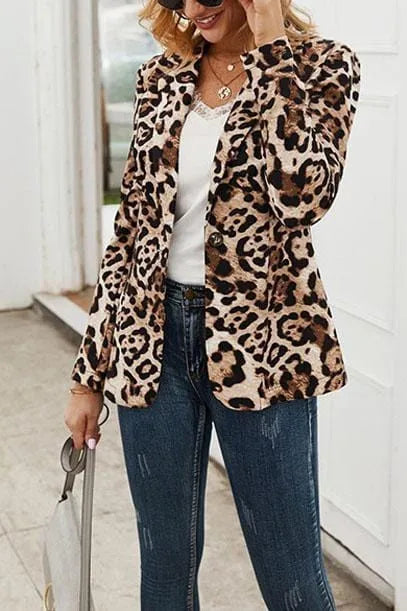 ✨ Blazer de Mujer Estilo Otoñal con Estampado Animal Print ✨