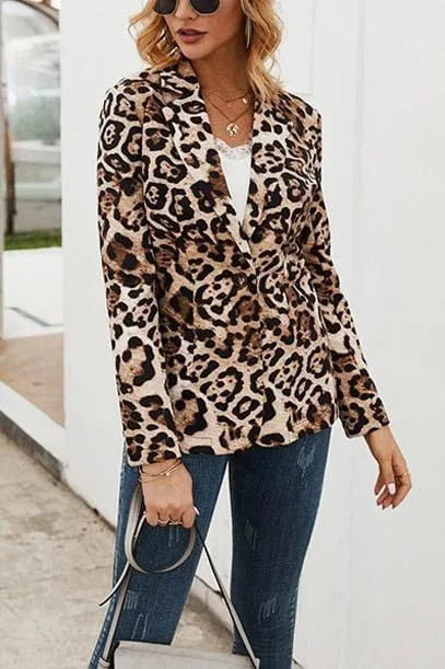 ✨ Blazer de Mujer Estilo Otoñal con Estampado Animal Print ✨
