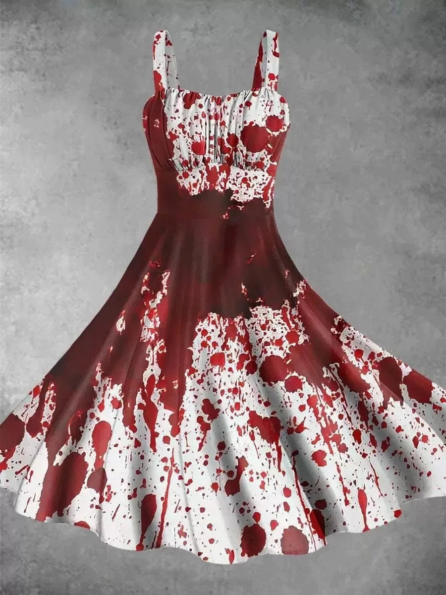 🩸 Vestido de Halloween para Mujer – Estilo Retro con Toque de Terror Divertido