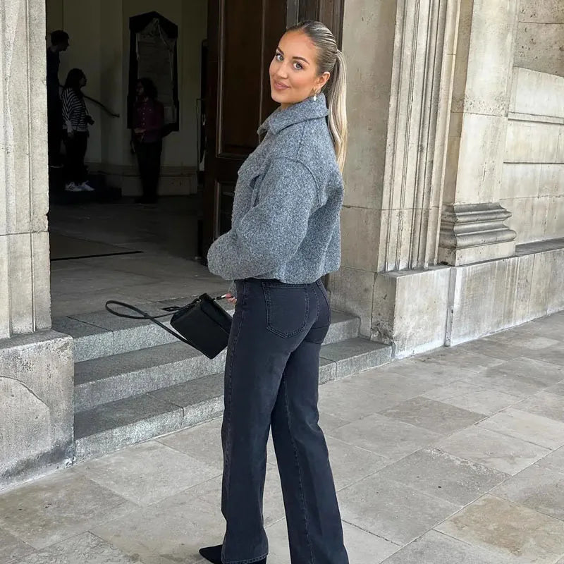 Chaqueta gris para mujer ,diseño exclusivo