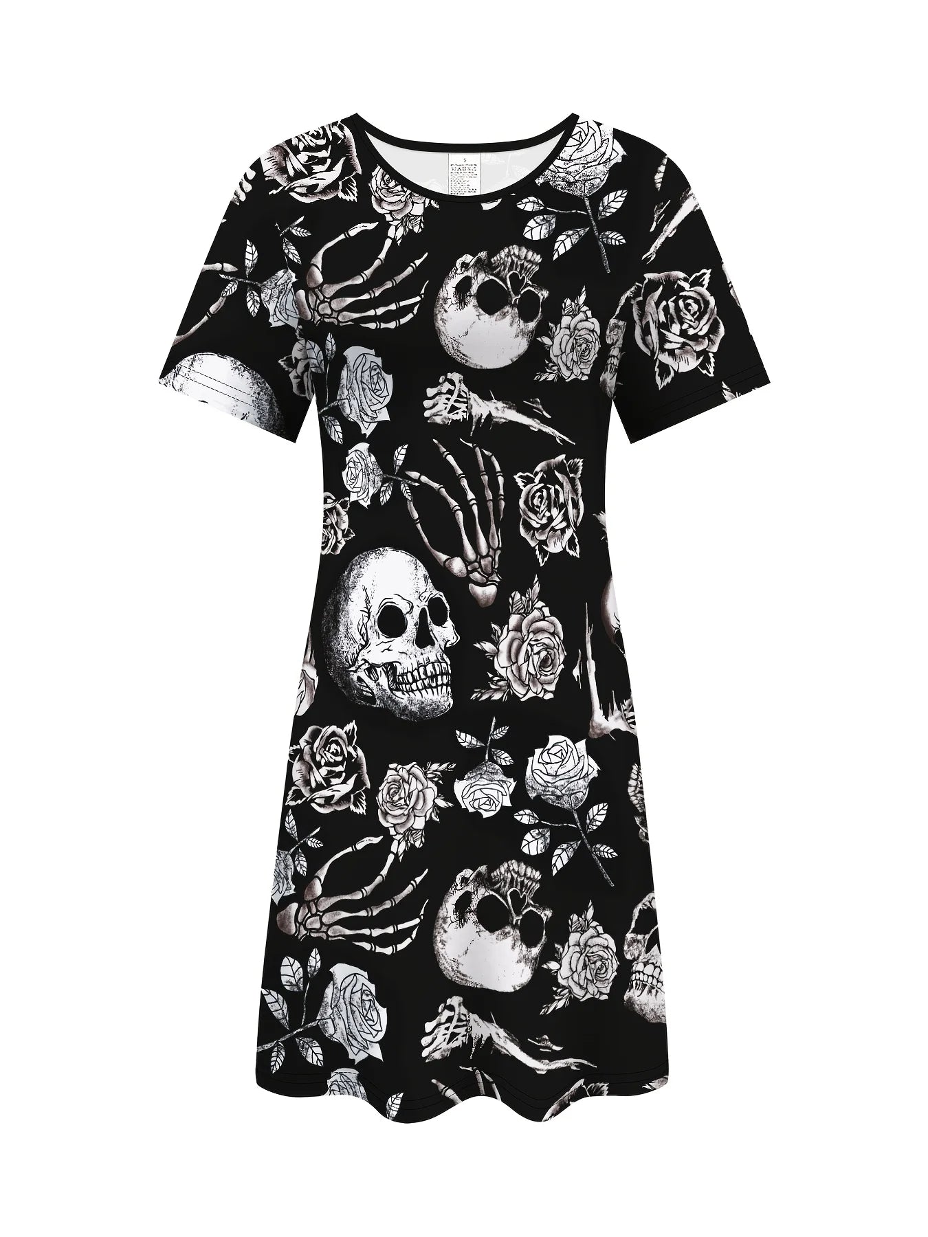 Vestido gótico femenino con estampado de calaveras