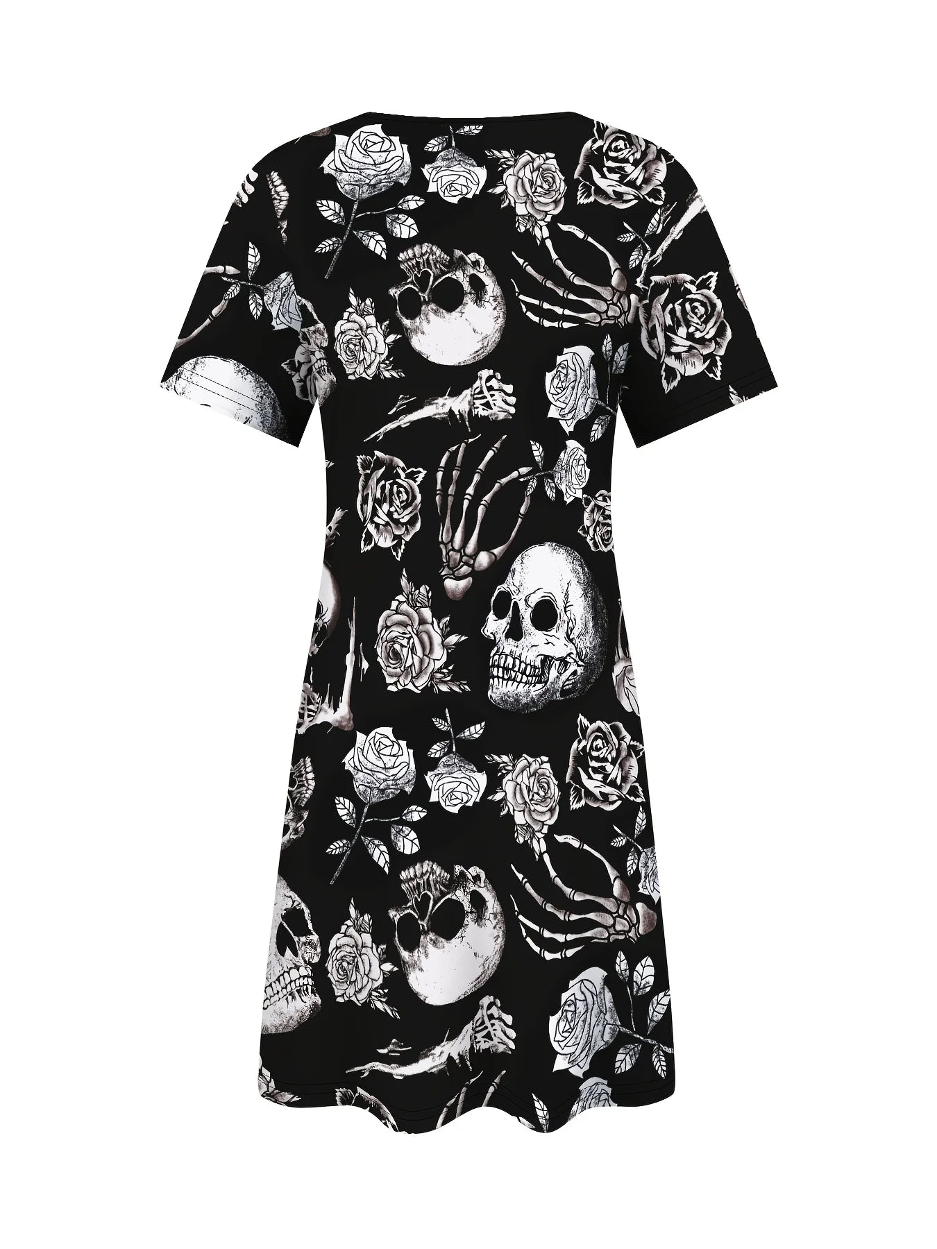 Vestido Gótico de Calaveras para Mujer – Estilo Halloween & Día de los Muertos