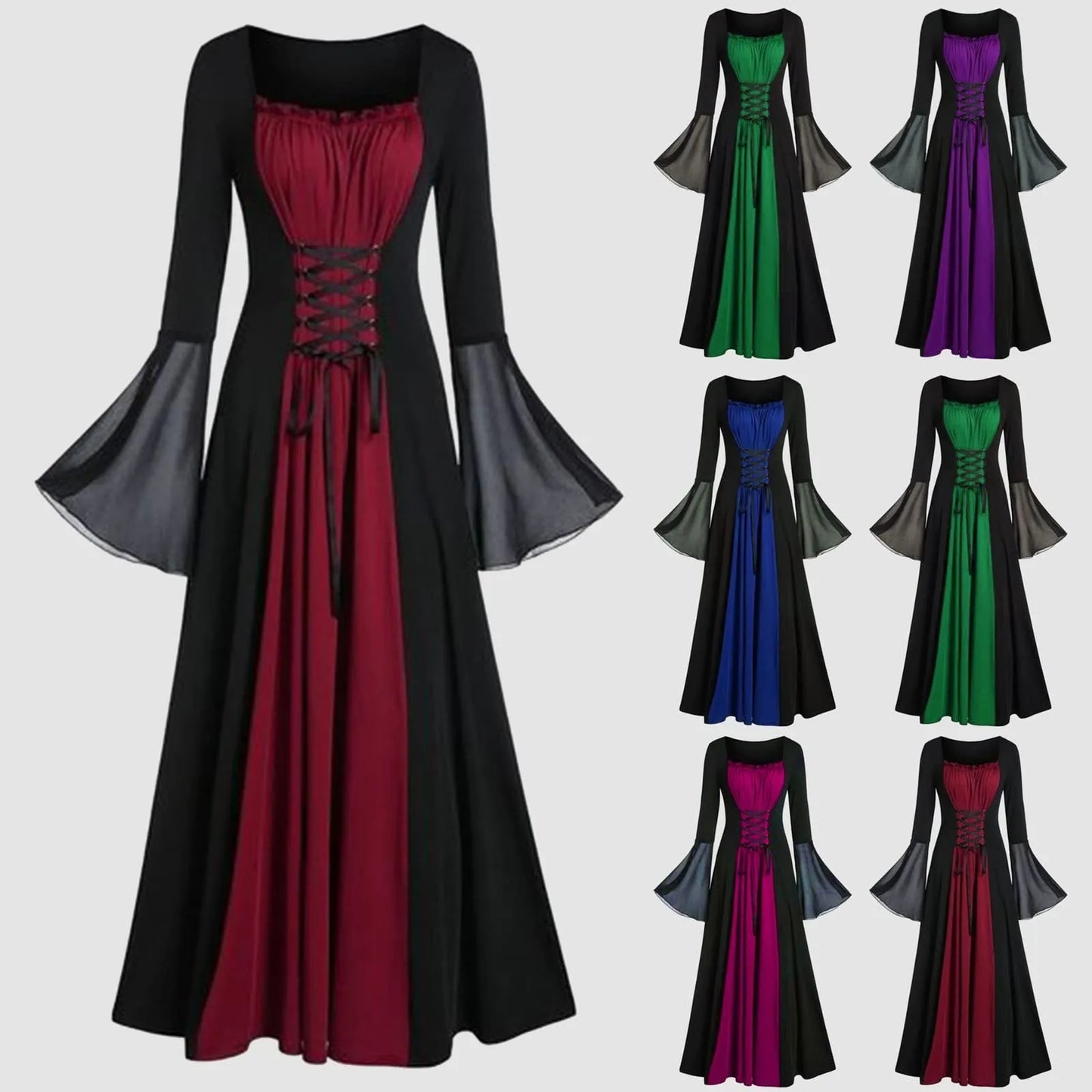 Vestido Medieval Gótico para Mujer – Elegancia y Misterio en Halloween