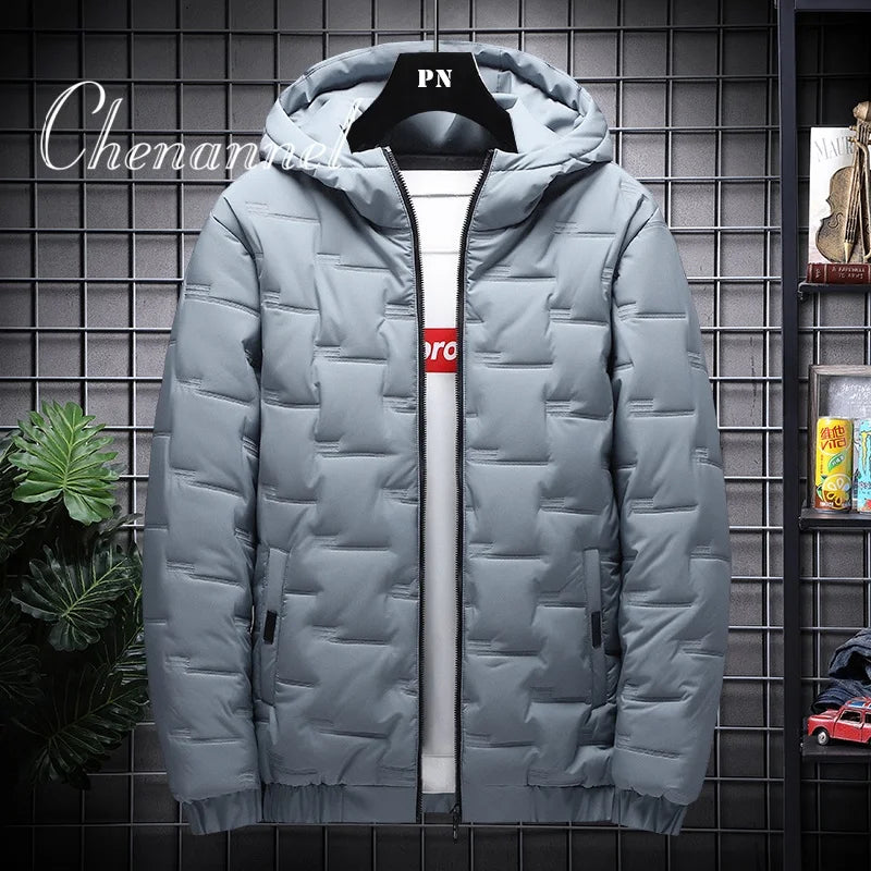 Chaqueta informal de algodón grueso con capucha para hombre, abrigo de invierno ligero de estilo corto, ropa de abrigo masculina