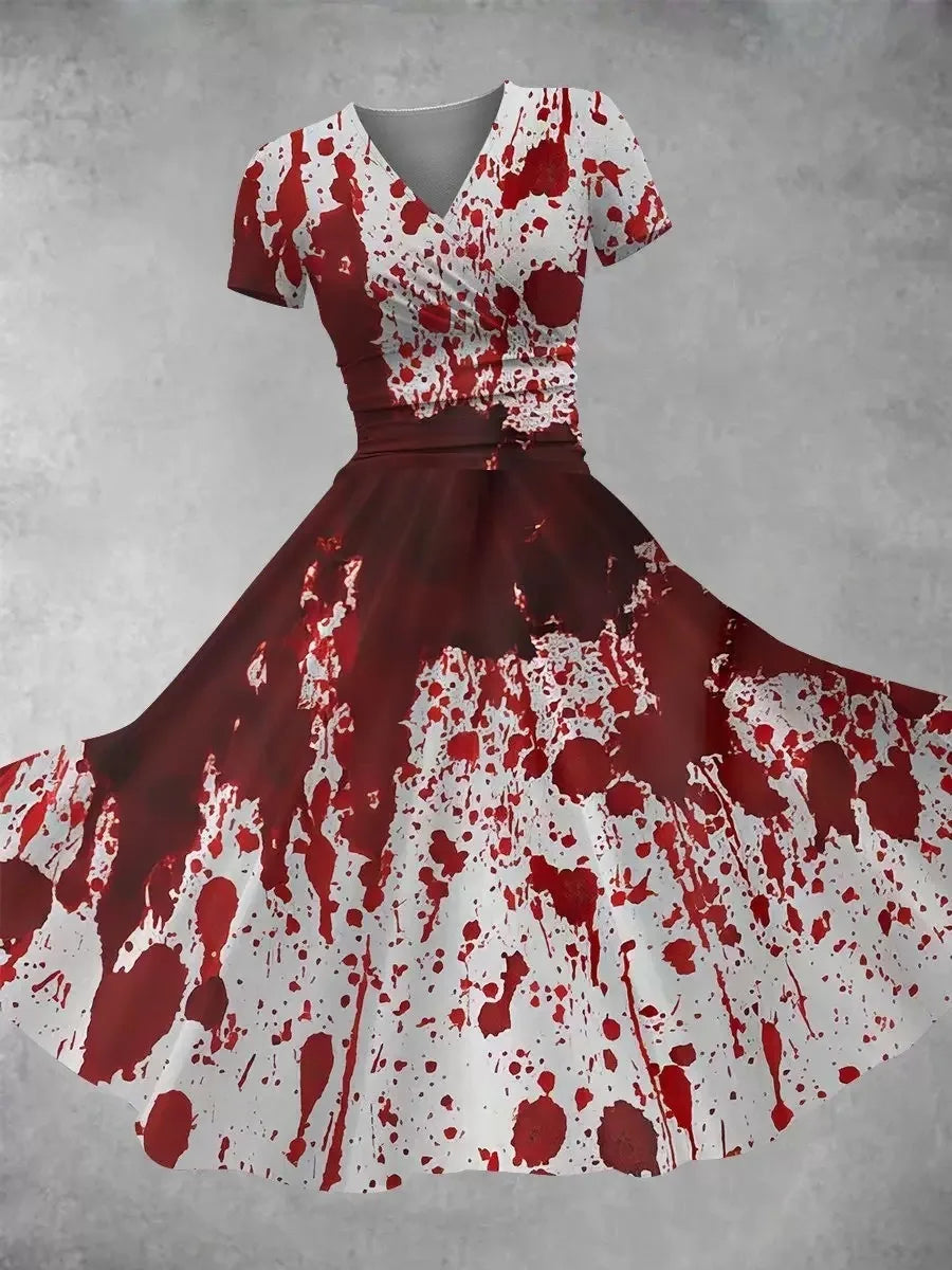 🩸 Vestido de Halloween para Mujer – Estilo Retro con Toque de Terror Divertido