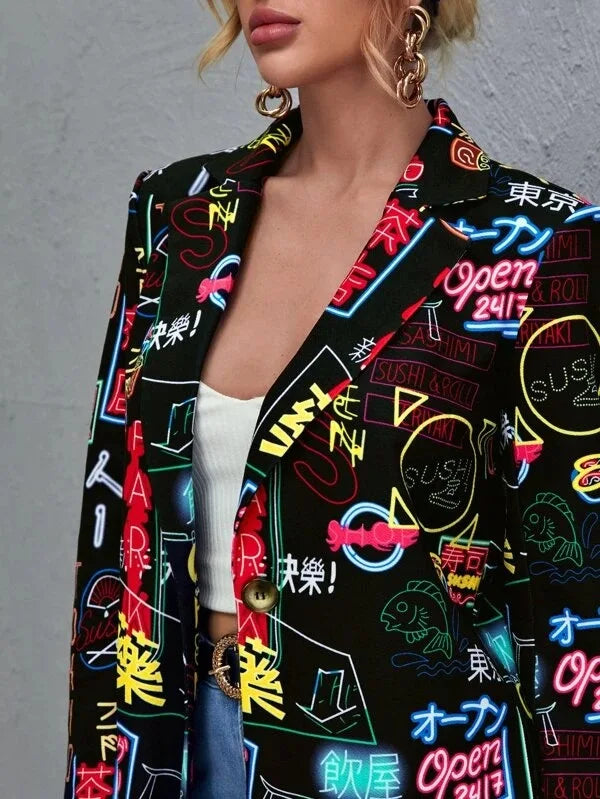 ✨ Blazer de Mujer Estilo Otoñal con Estampado Animal Print ✨