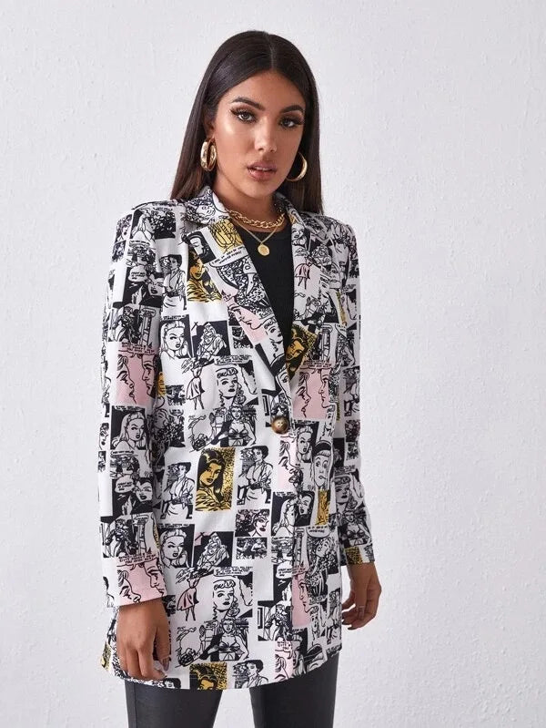 ✨ Blazer de Mujer Estilo Otoñal con Estampado Animal Print ✨