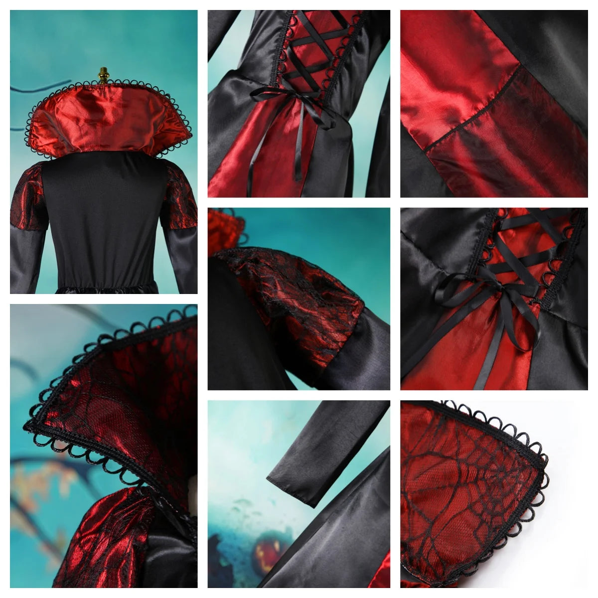 Disfraz de Vampira Infantil 2025 – Estilo Gótico con Tul Largo